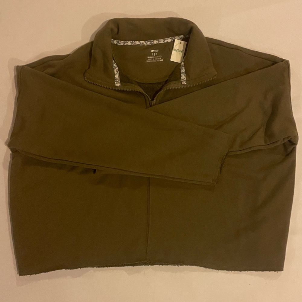 Aerie army green cropped sweatshirt